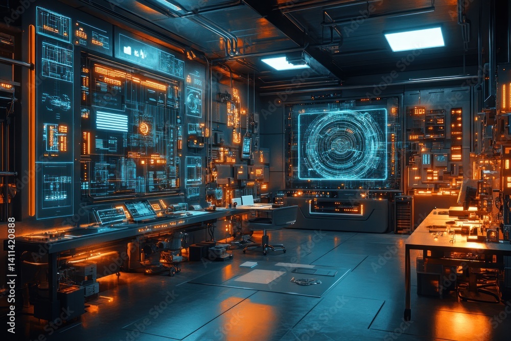 Futuristic control room Futuristic control room