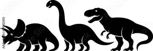 Dinosaur Silhouettes Collection Triceratops Brachiosaurus Tyrannosaurus Rex Extinct Animals Prehistoric Creatures