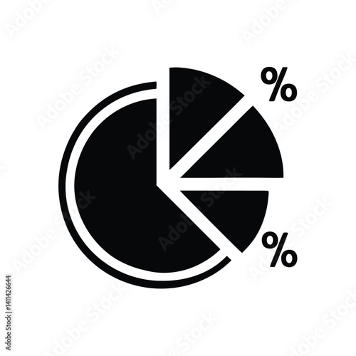 Black Pie Chart with Percentage Symbol Icon