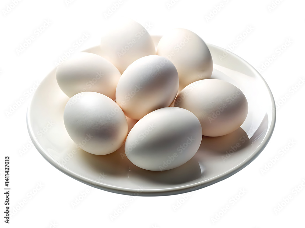 Fresh White Eggs on a Plate Fresh White Eggs on a Plate