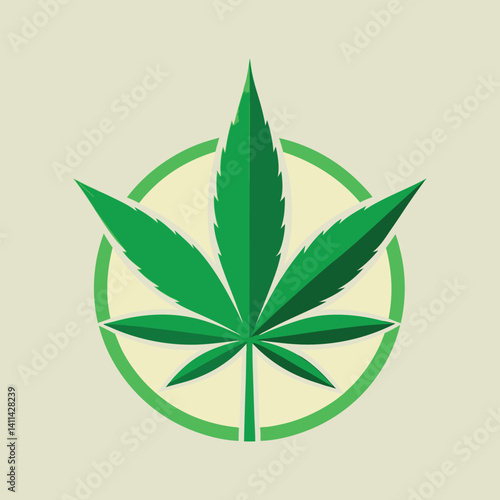 Green cannabis leaf vector illustration, a natural plant symbol