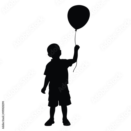 Obraz na płótnie Kid with balloon vector silhouette w salonie