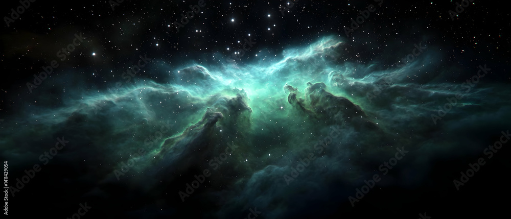 Fototapeta premium Cosmic Nebula's Deep, Radiant Hues