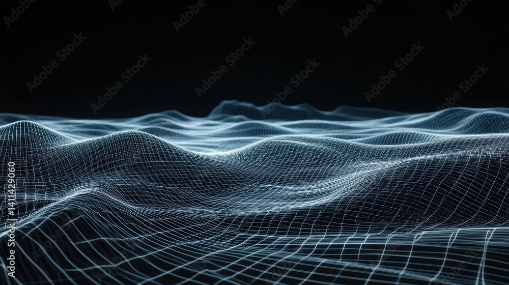 Light trails in smooth curves across a layered dark grid representing real-time communications Light trails in smooth curves across a layered dark grid representing real-time communications
