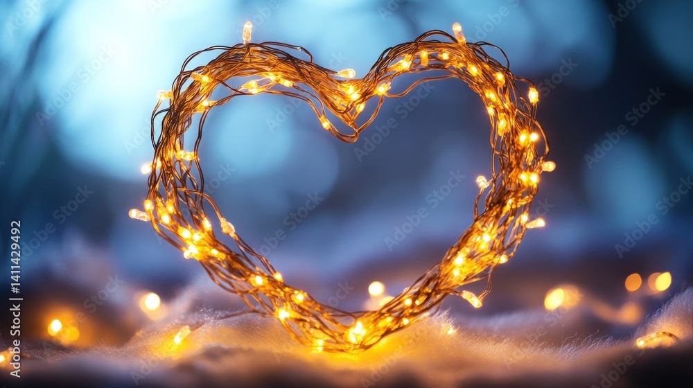 Obraz premium Heart-shaped string lights