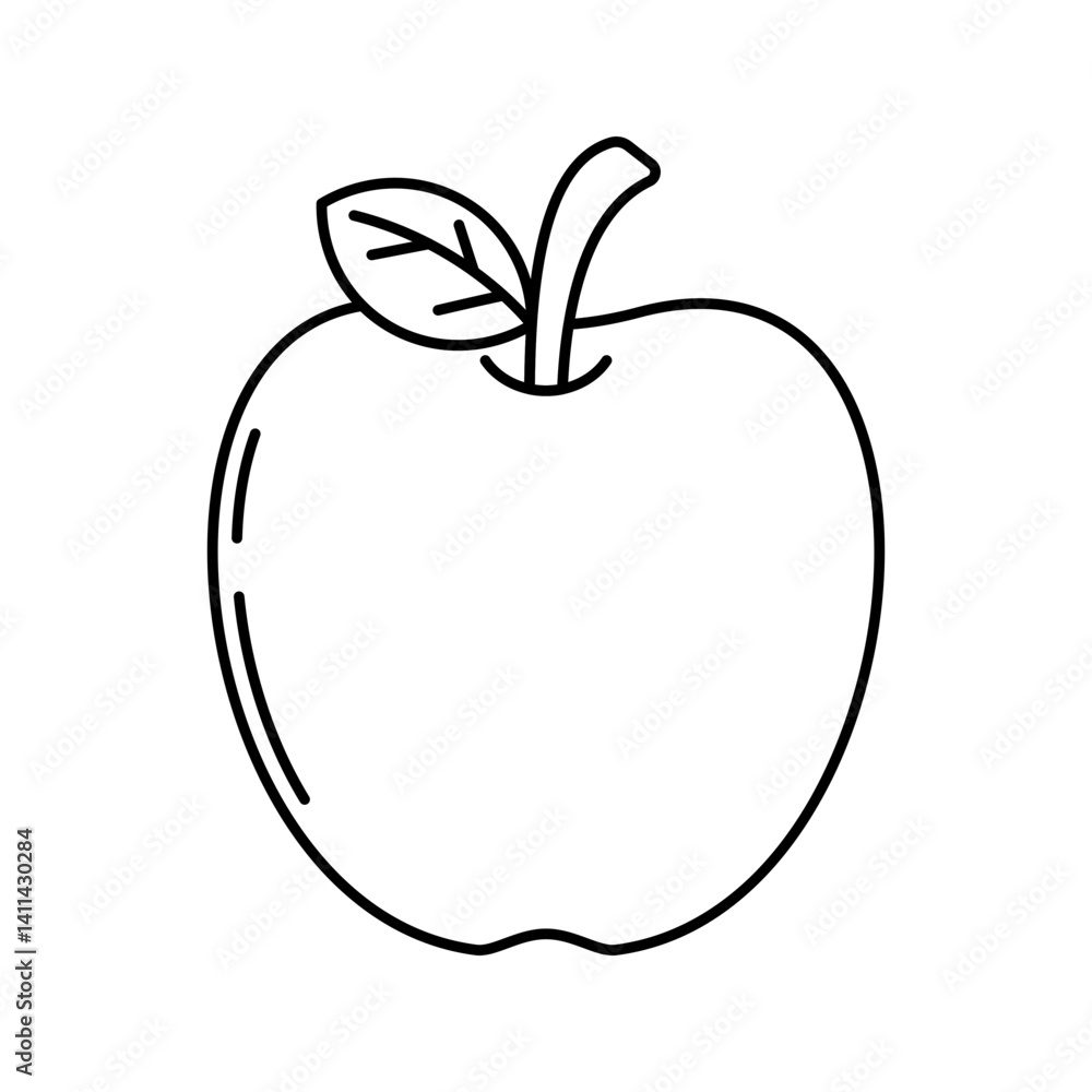 Red Apple Outline style apple with stem symbol of fruit nutrition perfect for wellness posters and food education visuals Red Apple Outline style apple with stem symbol of fruit nutrition perfect for wellness posters and food education visuals