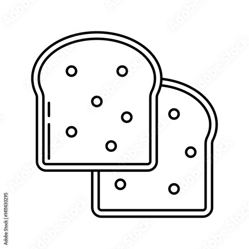 Bread Slice Outline style two slices of bread representing carbs suitable for breakfast menu and diet illustrations