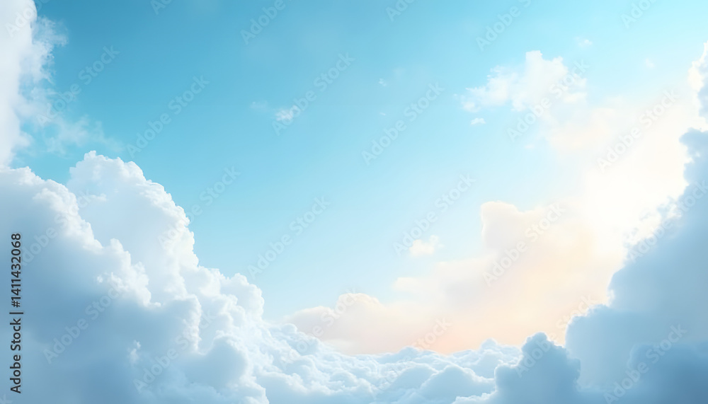 Fototapeta premium Sky with Clouds: Abstract background resembling a heavenly space with light clouds. 