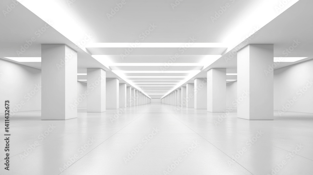 Fototapeta premium Modern White Building Interior with Geometric Columns