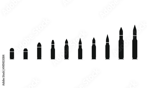 Ammunition ammo with cartridge case caliber bullets vector