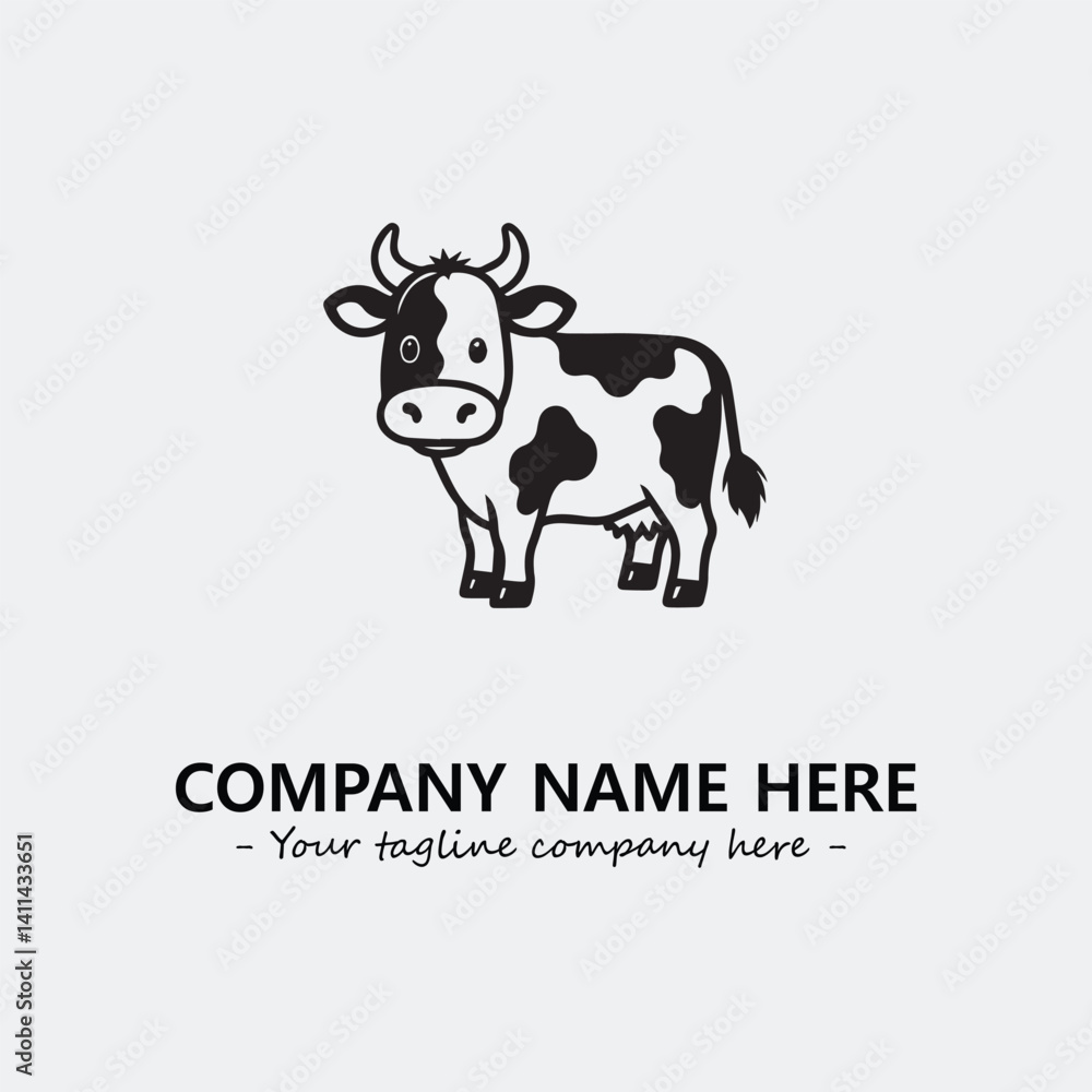 Cow illustration black and white for logo company vector image
Cow illustration black and white for logo company vector image
