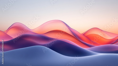 Abstract Pink Purple Orange Hills Sunset Landscape