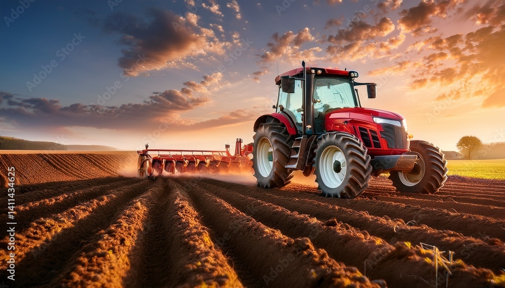 Fototapeta premium tractor in the field