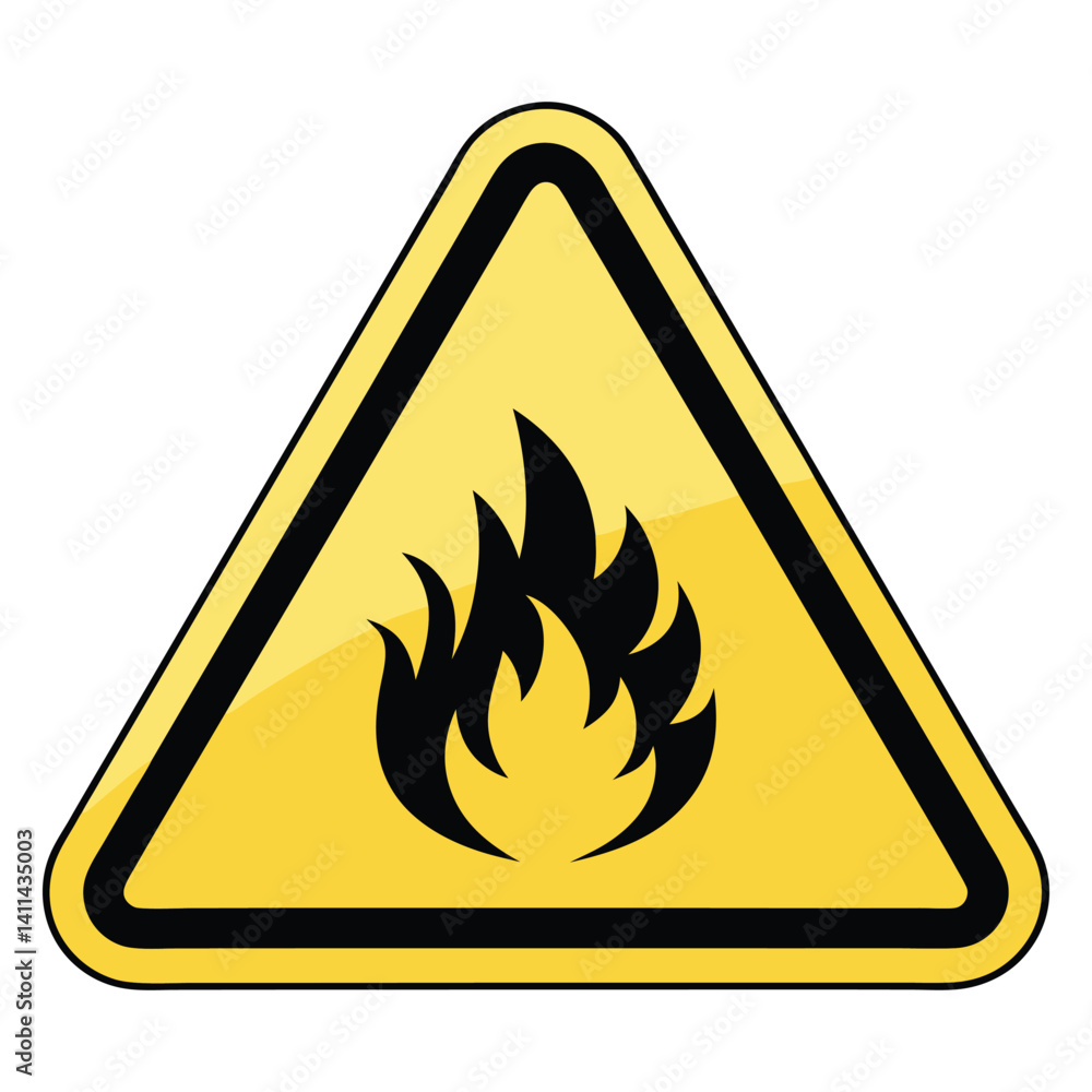 Yellow Triangle Fire Hazard Symbol - Caution Sign for Industrial and Workplace Safety Yellow Triangle Fire Hazard Symbol - Caution Sign for Industrial and Workplace Safety