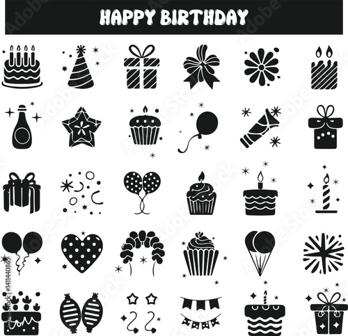 set of birthday icons