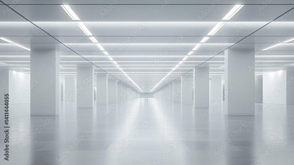 Bright White Modern Office Interior with Geometric Columns Bright White Modern Office Interior with Geometric Columns
