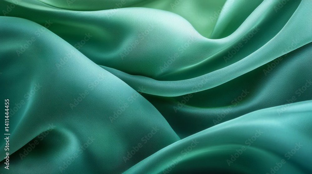 Fototapeta premium Draped Teal Silk Fabric Texture Background