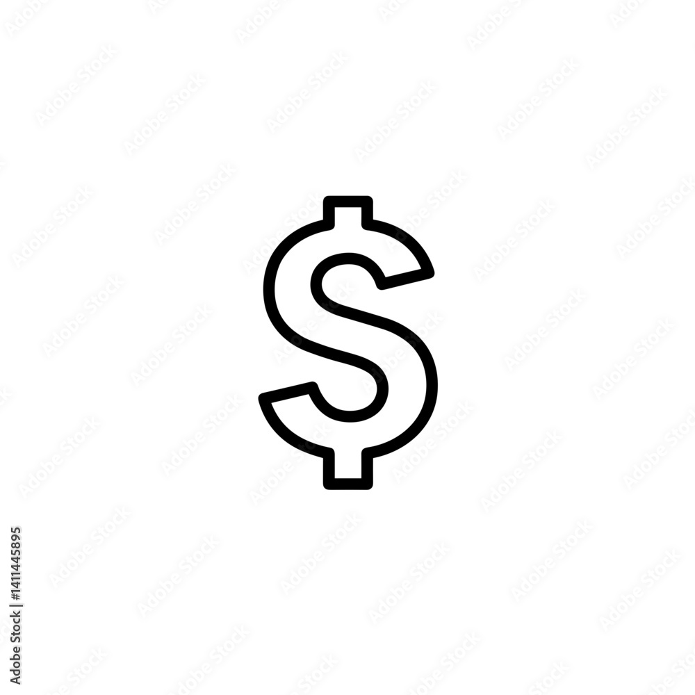 Dollar sign icon in outline financial style Dollar sign icon in outline financial style
