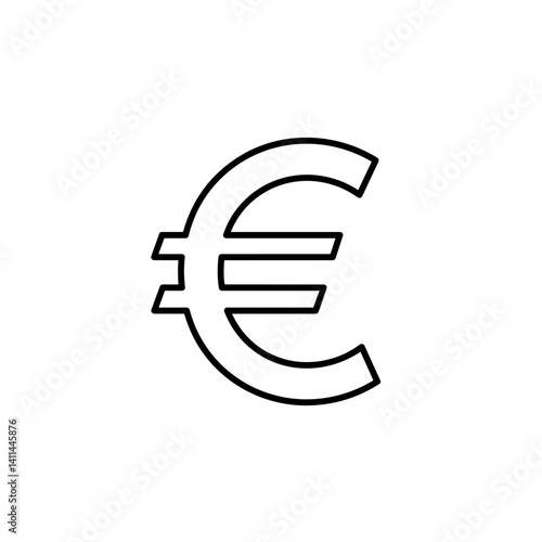 Euro currency symbol icon in black outline