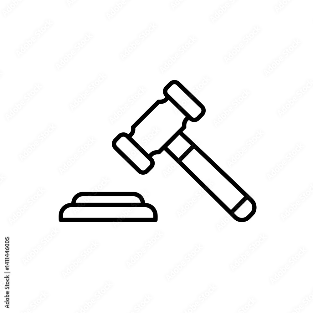 Auction gavel icon in legal outline style Auction gavel icon in legal outline style