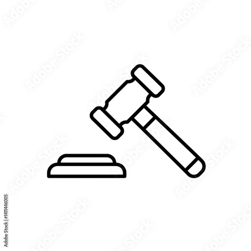 Auction gavel icon in legal outline style