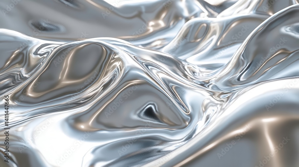 A shimmering, abstract surface with flowing metallic waves reflecting light, creating a dynamic and glossy texture. A shimmering, abstract surface with flowing metallic waves reflecting light, creating a dynamic and glossy texture.