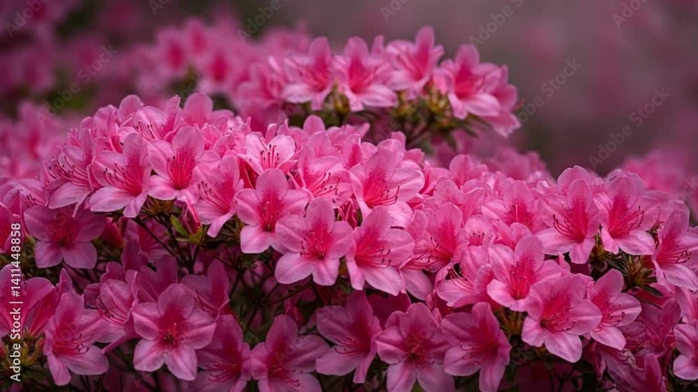 Vibrant pink azaleas bloom beautifully soft light creating a gentle romantic ambiance. AI Generated Vibrant pink azaleas bloom beautifully soft light creating a gentle romantic ambiance. AI Generated