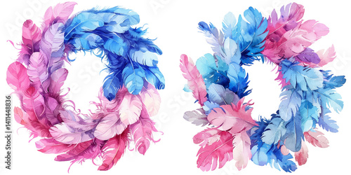 feather boa watercolor vector illustration