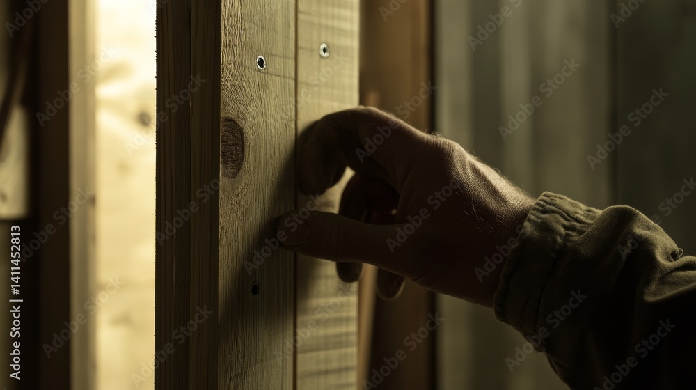 custom made wallpaper toronto digitalCarpenter building wooden door frame. Indoor workshop