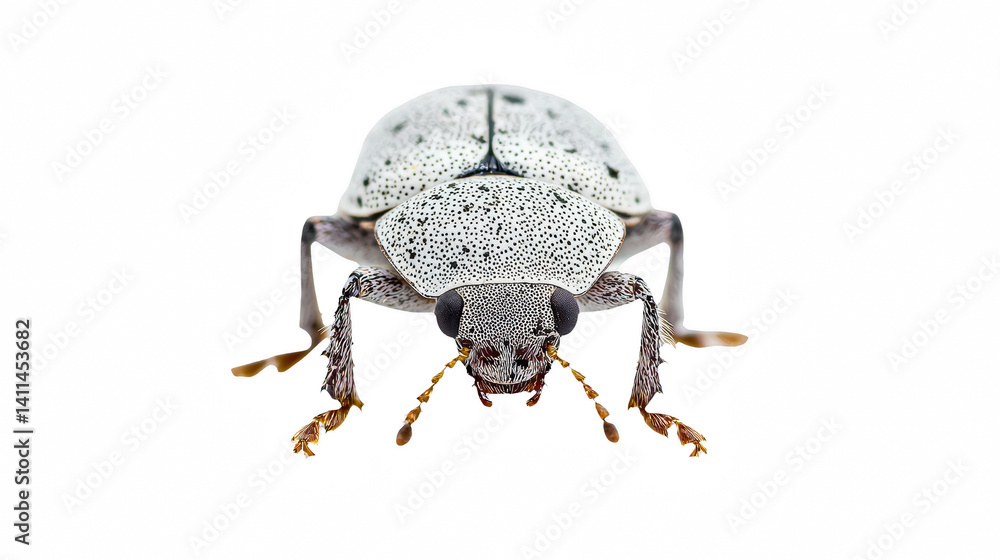 Naklejka premium a white beetle with black eyes on a transparent background, PNG image, PNG file, Generative art.