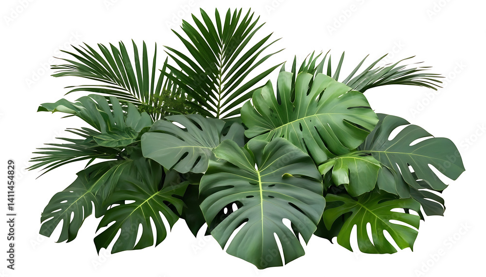 Lush Green Monstera and Palm Leaves on transparent background , png , cutout for Tropical Designs and Decor Lush Green Monstera and Palm Leaves on transparent background , png , cutout for Tropical Designs and Decor