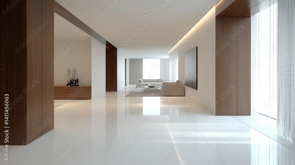 Modern Minimalist Interior Design with White Walls and Wood Accents Modern Minimalist Interior Design with White Walls and Wood Accents