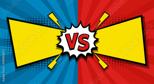 Versus Concept in Comic Book Style with Rays and Yellow Boxes