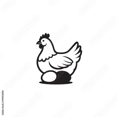 the chicken is laying eggs