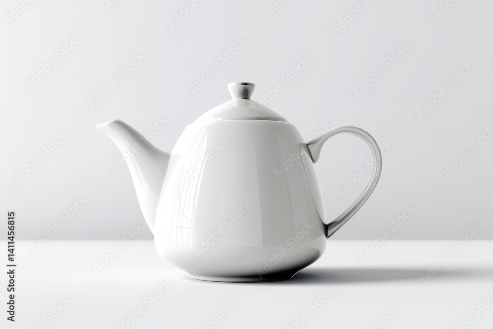 White ceramic teapot, elegantly simple design. White ceramic teapot, elegantly simple design.