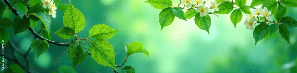 Subtle emerald green leaves & blooms, intricate vine details, green, fabric, floral pattern Subtle emerald green leaves & blooms, intricate vine details, green, fabric, floral pattern