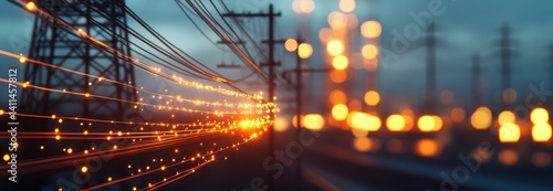 Abstract Urban Energy Grid at Night