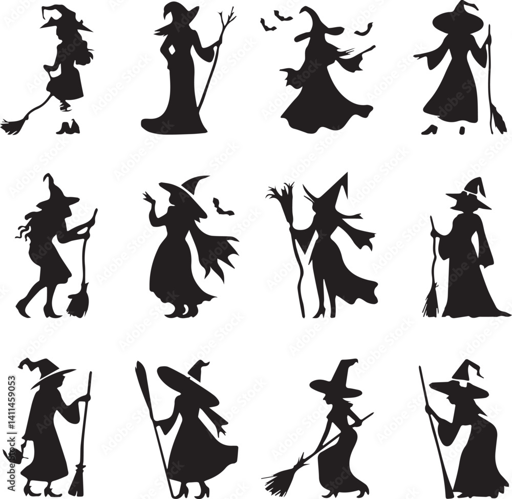 set of silhouettes of people. set of silhouettes of people.