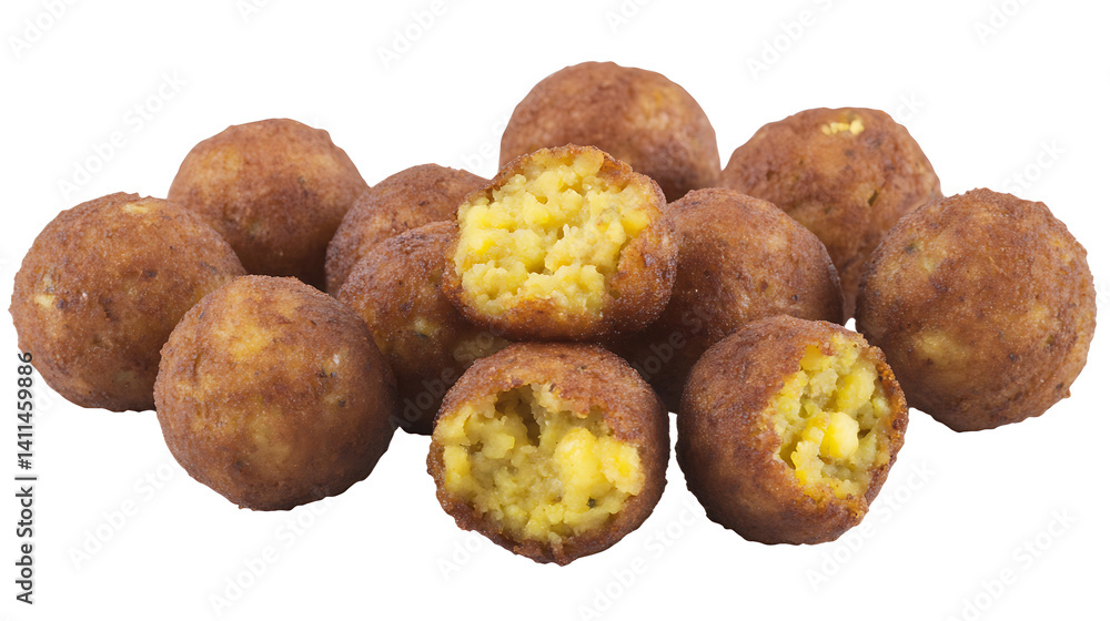 Crispy Fried Balls, Pile, Isolated Crispy Fried Balls, Pile, Isolated