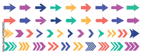 Colorful arrows set . Arrow set icon. Arrows big black set icons. Arrow cursor vector icon. Arrow icon. Arrow vector collection. Arrow. Cursor. Modern simple arrows. Vector illustration. Eps 10