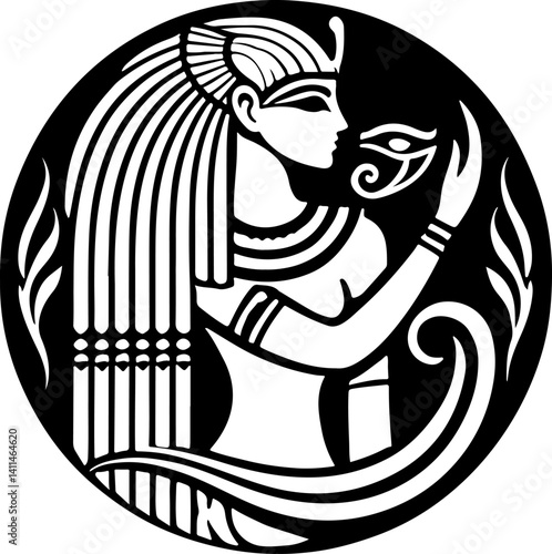 sketch vector illustration silhouette design icon logo symbol mascot painting god goddess mythology classic vintage ancient egypt  