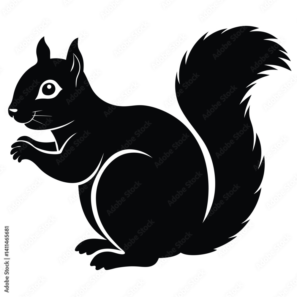 Obraz premium Squirrel silhouette vector icon with white background