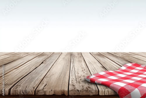 Obraz na płótnie Rustic wooden table with checkered tablecloth w salonie