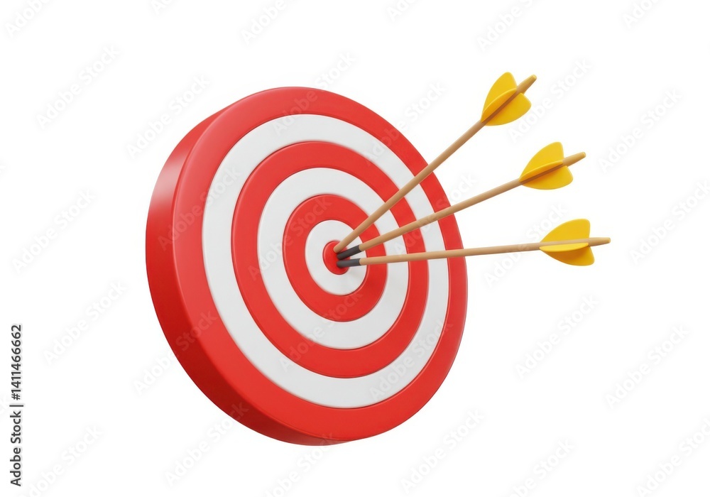 Target with arrows achieving goals and success isolated on white background Target with arrows achieving goals and success isolated on white background