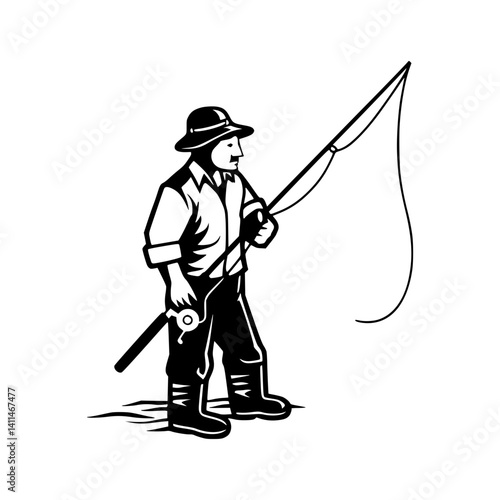 Fisherman Illustration - Vintage Style
