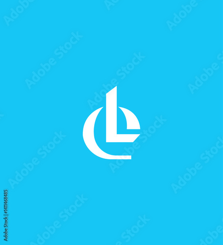 Abstract Modern CL Logo Design Blue Background, White Letters