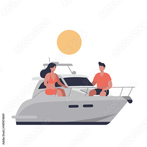 Couple enjoying time on a yacht under the sun