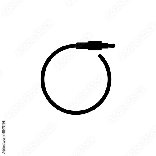 Audio cable with a long round wire. Vector icon.