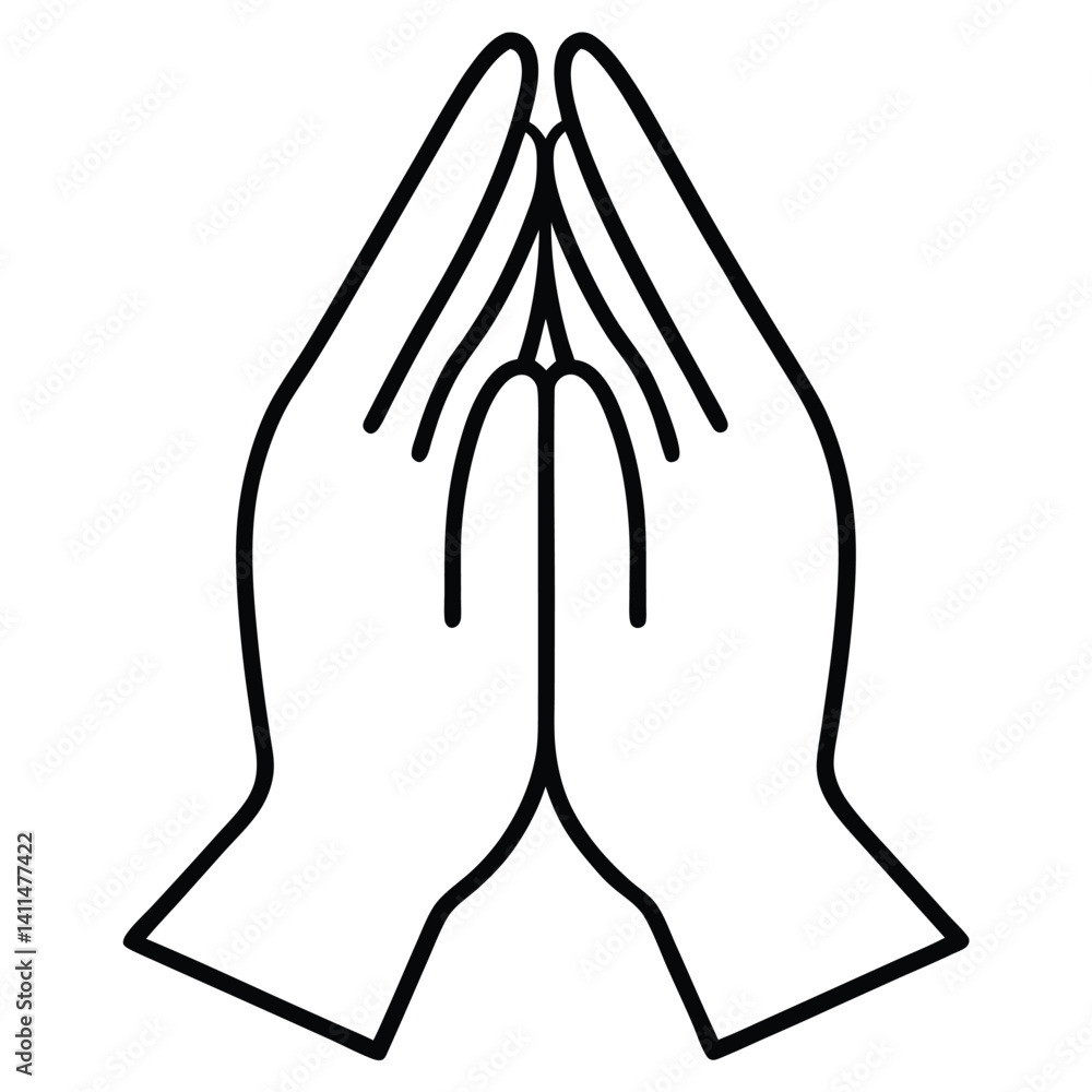 hands pressed together on a white background