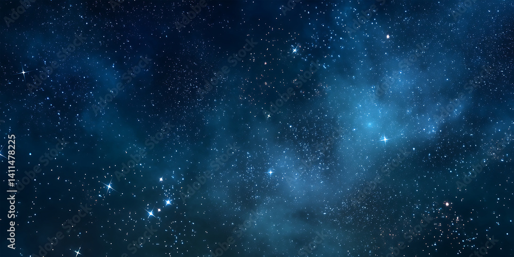 Fototapeta premium A Starry Night Sky with Glowing Blue Constellations for Celestial, Night Sky, and Mystical Projects